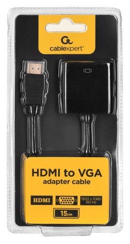 Adapter GEMBIRD A-HDMI-VGA-04 (HDMI M - D-Sub (VGA) F; 0,15m; kolor czarny)
