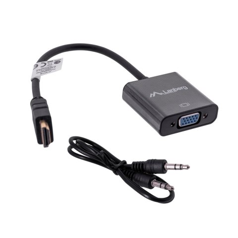 Adapter Lanberg AD-0017-BK (HDMI M - D-Sub (VGA) F; 0,20m; kolor czarny) Adapter Lanberg AD-0017-BK (HDMI M - D-Sub (VGA) F; 0,20m; kolor czarny)