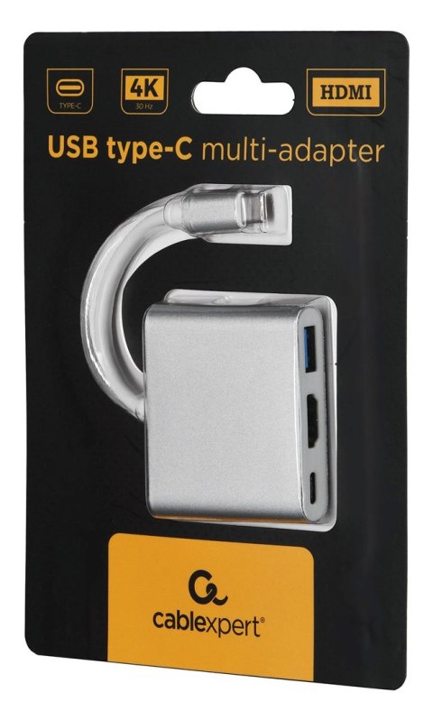 GEMBIRD GEMBIRD MULTI ADAPTER USB TYP-C (M) -> USB TYP-C; USB 3.0; HDMI SREBRNY