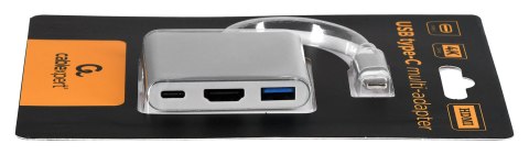 GEMBIRD GEMBIRD MULTI ADAPTER USB TYP-C (M) -> USB TYP-C; USB 3.0; HDMI SREBRNY