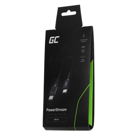 GREEN CELL KABEL KABGC30 GC POWERSTREAM USB-C - USB-C 120CM, POWER DELIVERY 60W, ULTRA CHARGE, QC 3.0 GREEN CELL KABEL KABGC30 GC POWERSTREAM USB-C - USB-C 120CM, POWER DELIVERY 60W, ULTRA CHARGE, QC 3.0