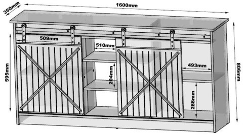 Komoda 160x80x35 GRANERO czarny/czarny poł Komoda 160x80x35 GRANERO czarny/czarny poł