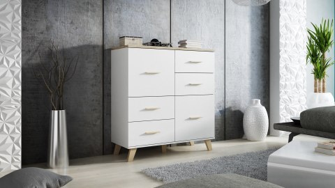 Komoda LOTTA 110 2D4S biały+ dąb sonoma Komoda LOTTA 110 2D4S biały+ dąb sonoma