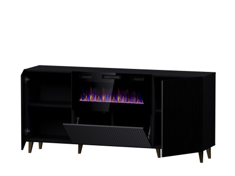 Komoda PAFOS z kominkiem elektrycznym 180x42x82 czarny mat Komoda PAFOS z kominkiem elektrycznym 180x42x82 czarny mat
