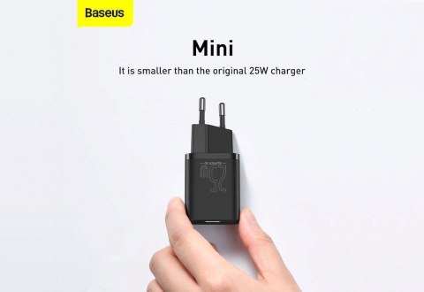 BASEUS ŁADOWARKA SIECIOWA Z KABLEM USB-C DO USB-C TZCCSUP-L01 SUPER SI 1C 25W CZARNA BASEUS ŁADOWARKA SIECIOWA Z KABLEM USB-C DO USB-C TZCCSUP-L01 SUPER SI 1C 25W CZARNA