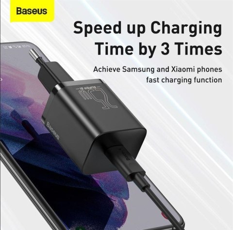 BASEUS ŁADOWARKA SIECIOWA Z KABLEM USB-C DO USB-C TZCCSUP-L01 SUPER SI 1C 25W CZARNA BASEUS ŁADOWARKA SIECIOWA Z KABLEM USB-C DO USB-C TZCCSUP-L01 SUPER SI 1C 25W CZARNA