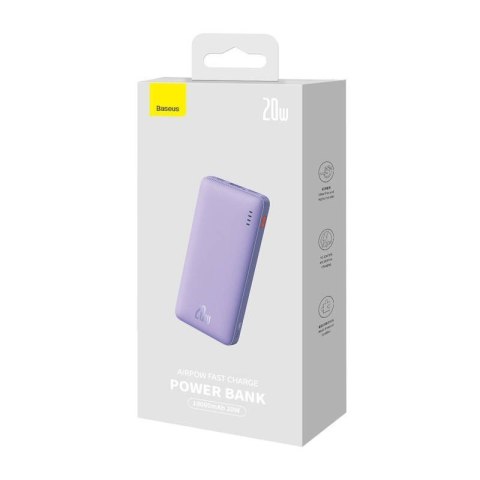 BASEUS POWERBANK AIRPOW 10000MAH 20W (FIOLETOWY) BASEUS POWERBANK AIRPOW 10000MAH 20W (FIOLETOWY)