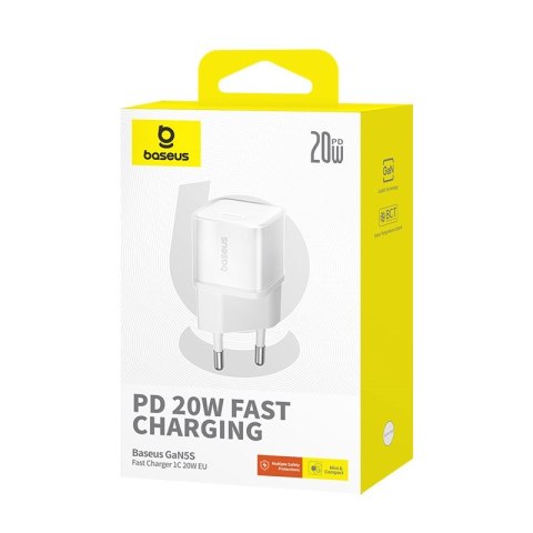 Ładowarka Baseus GaN5S 1C 20W EU (moon white) Ładowarka Baseus GaN5S 1C 20W EU (moon white)