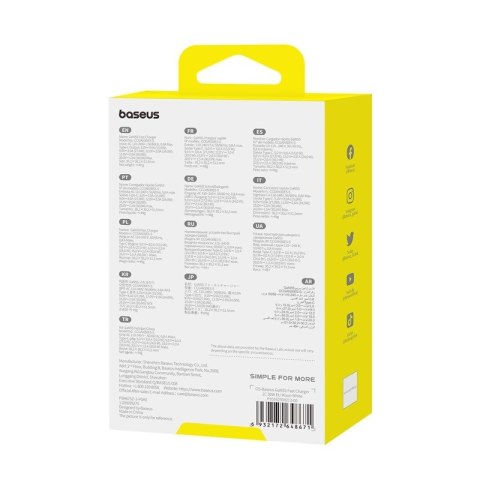 Ładowarka Baseus GaN5S 1C 30W EU (moon white) Ładowarka Baseus GaN5S 1C 30W EU (moon white)
