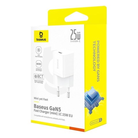 Ładowarka sieciowa Baseus GaN5 1C 25W EU (biały) Ładowarka sieciowa Baseus GaN5 1C 25W EU (biały)