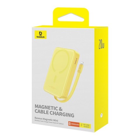 Powerbank Baseus Magnetic Mini Air Wireless 10000mAh 20W+kabel USB C-USB C (żółty) Powerbank Baseus Magnetic Mini Air Wireless 10000mAh 20W+kabel USB C-USB C (żółty)