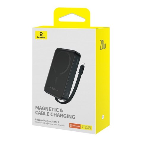 Powerbank Baseus Magnetic Mini Air Wireless 10000mAh 20W+kabel lightning (czarny) Powerbank Baseus Magnetic Mini Air Wireless 10000mAh 20W+kabel lightning (czarny)