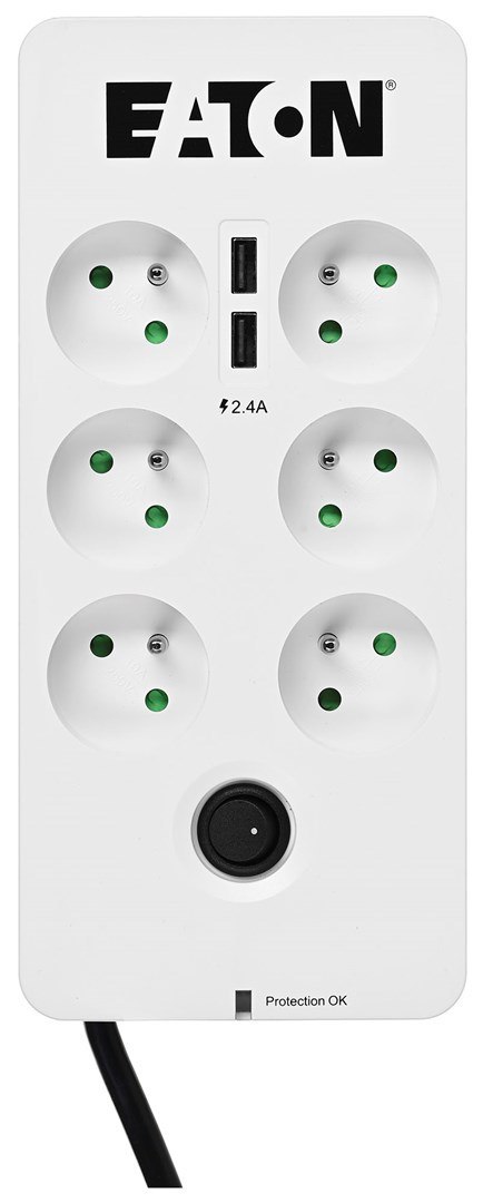Listwa przeciwprzepięciowa EATON PB6UF (6 x UTE; 10 A; kolor biały) Listwa przeciwprzepięciowa EATON PB6UF (6 x UTE; 10 A; kolor biały)