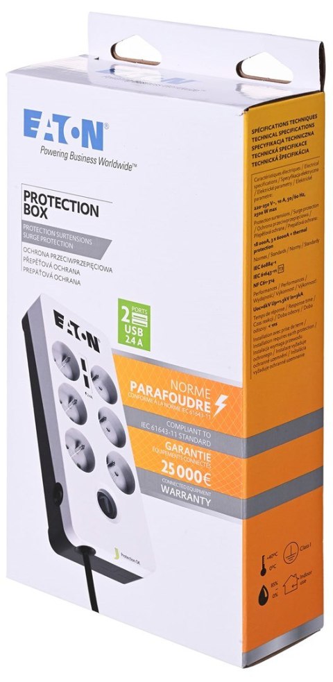 Listwa przeciwprzepięciowa EATON PB6UF (6 x UTE; 10 A; kolor biały) Listwa przeciwprzepięciowa EATON PB6UF (6 x UTE; 10 A; kolor biały)