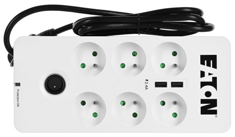 Listwa przeciwprzepięciowa EATON PB6UF (6 x UTE; 10 A; kolor biały) Listwa przeciwprzepięciowa EATON PB6UF (6 x UTE; 10 A; kolor biały)