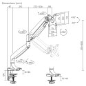 MACLEAN UCHWYT DO MONITORA PODWÓJNE RAMIĘ, ZE SPRĘŻYNĄ GAZOWĄ, 17"-45", 16 KG MC-969