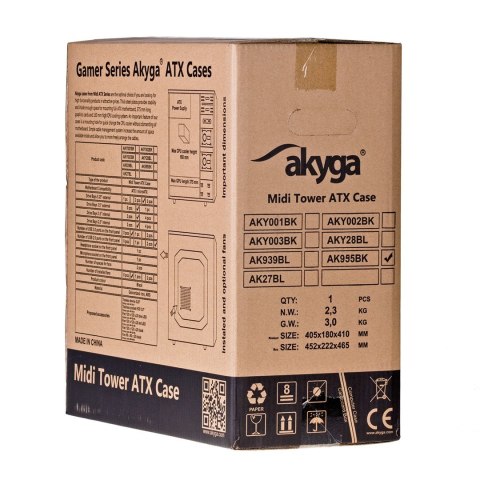 Obudowa Akyga AK995BK (ATX, Micro ATX, Mini ITX; kolor czarny) Obudowa Akyga AK995BK (ATX, Micro ATX, Mini ITX; kolor czarny)