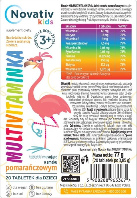 Novativ Kids Multivitaminka dka dzieci 20 tabl. Novativ Kids Multivitaminka dka dzieci 20 tabl.
