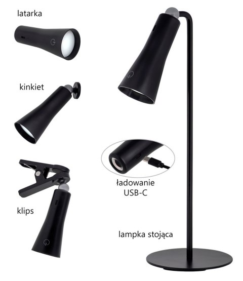 Lampka wielofunkc LED Activejet AJE-IDA 4in1 czarna Lampka wielofunkc LED Activejet AJE-IDA 4in1 czarna