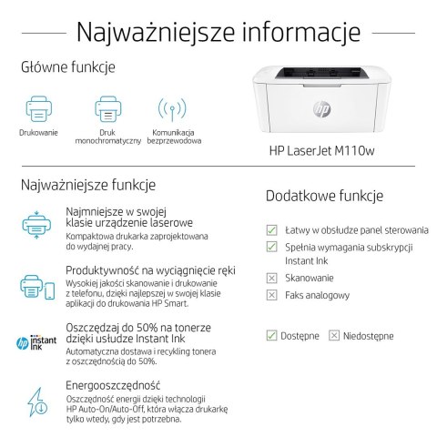 DRUKARKA HP LASERJET PRO M110w DRUKARKA HP LASERJET PRO M110w