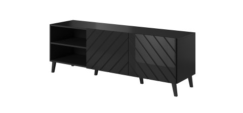 Szafka RTV ABETO 150x42x52 czarny/czarny połysk Szafka RTV ABETO 150x42x52 czarny/czarny połysk