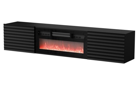Szafka RTV TULA 183x35x37 czarny mat + czarny kominek Szafka RTV TULA 183x35x37 czarny mat + czarny kominek