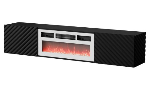 Szafka RTV LARA 183x35x37 czarny mat + biały kominek Szafka RTV LARA 183x35x37 czarny mat + biały kominek