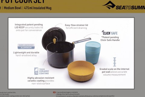 Zestaw garnków SEA TO SUMMIT Frontier UL 1P 3 Piece 2L Pot w/ M Bowl and Ins Mug Zestaw garnków SEA TO SUMMIT Frontier UL 1P 3 Piece 2L Pot w/ M Bowl and Ins Mug
