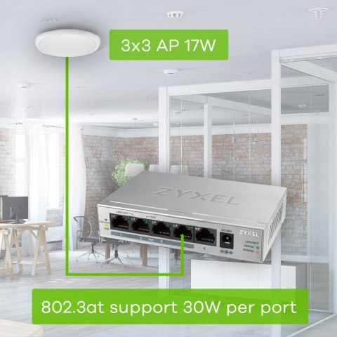 Switch Zyxel GS1005-HP 5p PoE (PoE+: 4) 60W Unmanaged Gigabit Switch Zyxel GS1005-HP 5p PoE (PoE+: 4) 60W Unmanaged Gigabit
