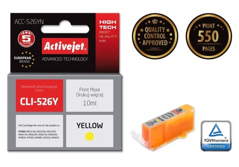 Activejet ACC-526YN Tusz (zamiennik Canon CLI-526Y; Supreme; 10 ml; żółty) Activejet ACC-526YN Tusz (zamiennik Canon CLI-526Y; Supreme; 10 ml; żółty)