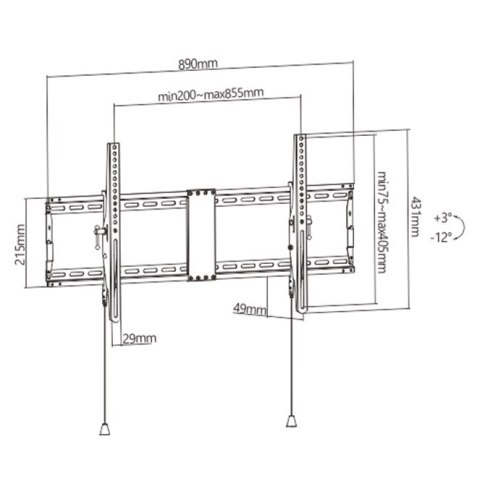 GEMBIRD UCHWYT ŚCIENNY REGULOWANY LCD 43-90 VESA MAX 800 X 400MM, DO 70KG GEMBIRD UCHWYT ŚCIENNY REGULOWANY LCD 43-90 VESA MAX 800 X 400MM, DO 70KG
