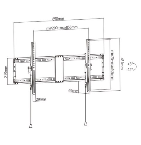 GEMBIRD UCHWYT ŚCIENNY REGULOWANY LCD 43-90 VESA MAX 800 X 400MM, DO 70KG GEMBIRD UCHWYT ŚCIENNY REGULOWANY LCD 43-90 VESA MAX 800 X 400MM, DO 70KG
