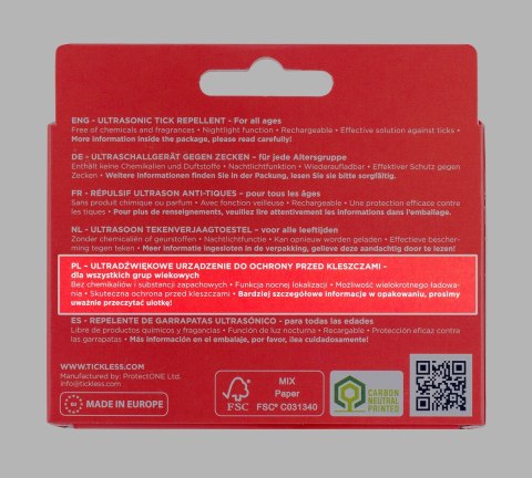 Odstraszacz kleszczy dla ludzi Tickless Active Coral Odstraszacz kleszczy dla ludzi Tickless Active Coral