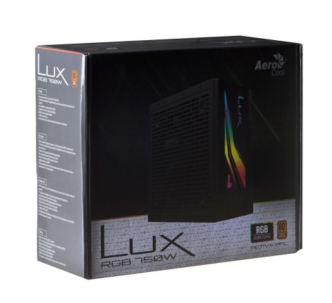 Zasilacz Aerocool LUX AEROPGSLUXRGB-750 (750 W; 120 mm) Zasilacz Aerocool LUX AEROPGSLUXRGB-750 (750 W; 120 mm)