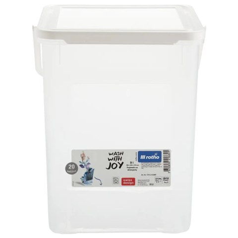 ROTHO Pojemnik na detergenty 5kg 9L transparentny/biały ROTHO Pojemnik na detergenty 5kg 9L transparentny/biały