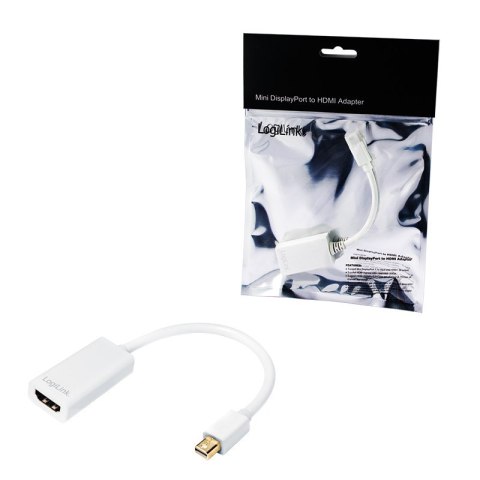 Adapter wideo Logilink | 19-pinowe HDMI typu A | żeńskie | Mini DisplayPort | męskie | białe | 0,1 m Adapter wideo Logilink | 19-pinowe HDMI typu A | żeńskie | Mini DisplayPort | męskie | białe | 0,1 m