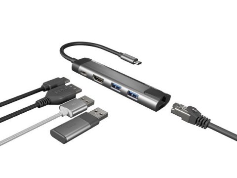 NATEC MULTIPORT FOWLER GO USB-C -> HUB USB 3.0 X2, HDMI 4K, USB-C PD, RJ45 NMP-1985 NATEC MULTIPORT FOWLER GO USB-C -> HUB USB 3.0 X2, HDMI 4K, USB-C PD, RJ45 NMP-1985