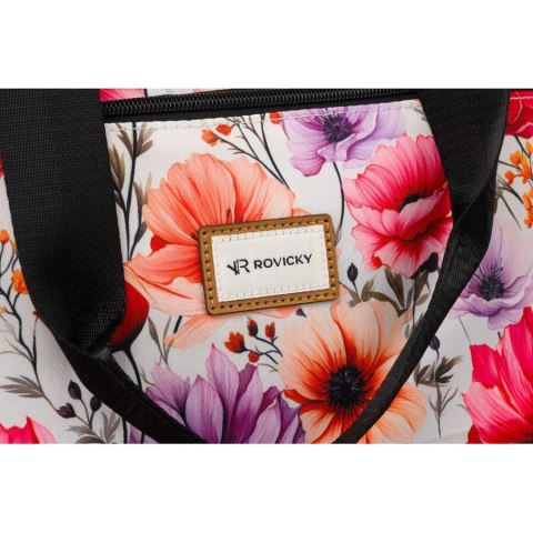 Torba materiałowa shopper w kwiaty z szerokim paskiem - Rovicky Torba materiałowa shopper w kwiaty z szerokim paskiem - Rovicky