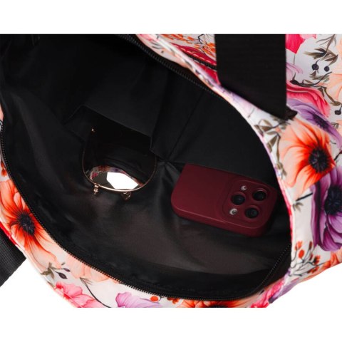 Torba materiałowa shopper w kwiaty z szerokim paskiem - Rovicky Torba materiałowa shopper w kwiaty z szerokim paskiem - Rovicky