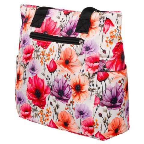 Torba materiałowa shopper w kwiaty z szerokim paskiem - Rovicky Torba materiałowa shopper w kwiaty z szerokim paskiem - Rovicky