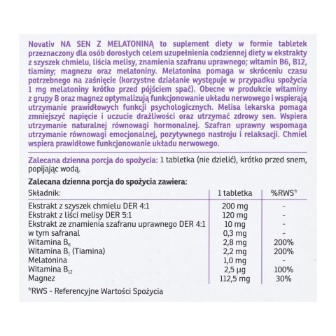 Novativ Na sen z melatoniną 30 tabletek Novativ Na sen z melatoniną 30 tabletek