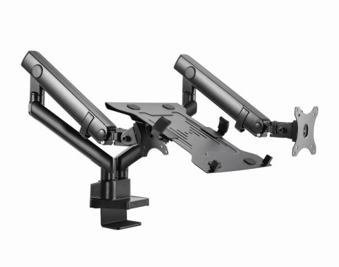 GEMBIRD BIURKOWE REGULOWANE RAMIĘ/UCHWYT NA 2 MONITORY + PÓŁKA NA NOTEBOOKA 17-32, VESA 100X100MM, DO 8 KG GEMBIRD BIURKOWE REGULOWANE RAMIĘ/UCHWYT NA 2 MONITORY + PÓŁKA NA NOTEBOOKA 17-32, VESA 100X100MM, DO 8 KG