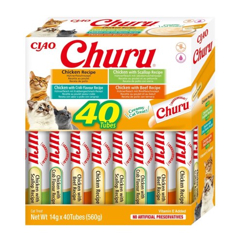 INABA CAT CHURU VARIETIES kurczak - przysmak dla kota 40x14 g INABA CAT CHURU VARIETIES kurczak - przysmak dla kota 40x14 g