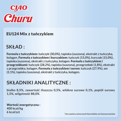INABA CHURU Varietes Tuńczyk -przysmak dla kota 20x14 g INABA CHURU Varietes Tuńczyk -przysmak dla kota 20x14 g
