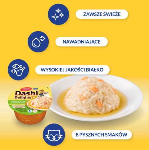 INABA DASHI DELIGHTS Kurczak Tuńczyk & Przegrzebki 70g bulion dla kota INABA DASHI DELIGHTS Kurczak Tuńczyk & Przegrzebki 70g bulion dla kota