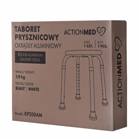 Taboret prysznicowy okrągły aluminiowy Taboret prysznicowy okrągły aluminiowy