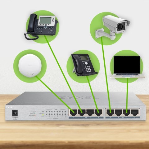 Switch Zyxel GS1008-HP 8p PoE (PoE+: 8) 60W Unmanaged Gigabit Switch Zyxel GS1008-HP 8p PoE (PoE+: 8) 60W Unmanaged Gigabit