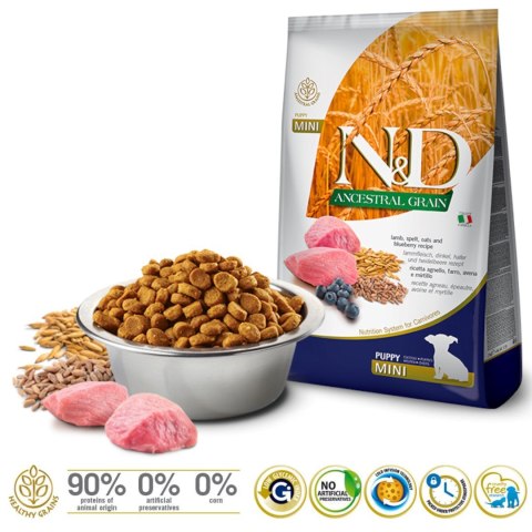 Farmina N&D Ancestral Grain sucha karma dla szczeniąt ras małych z jagnięciną 7kg Farmina N&D Ancestral Grain sucha karma dla szczeniąt ras małych z jagnięciną 7kg