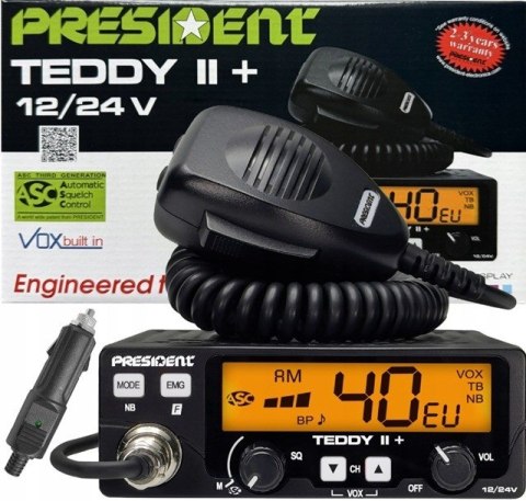 CB Radio PRESIDENT Teddy II+ 12/24V + ASC 7 kolorów AM/FM CB Radio PRESIDENT Teddy II+ 12/24V + ASC 7 kolorów AM/FM