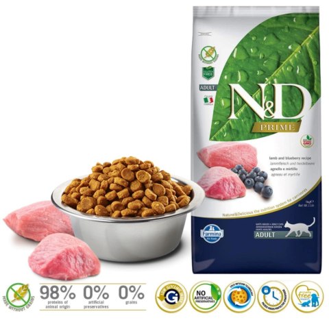 FARMINA N&D Prime Lamb & Blueberry Adult - sucha karma dla kota - 5kg